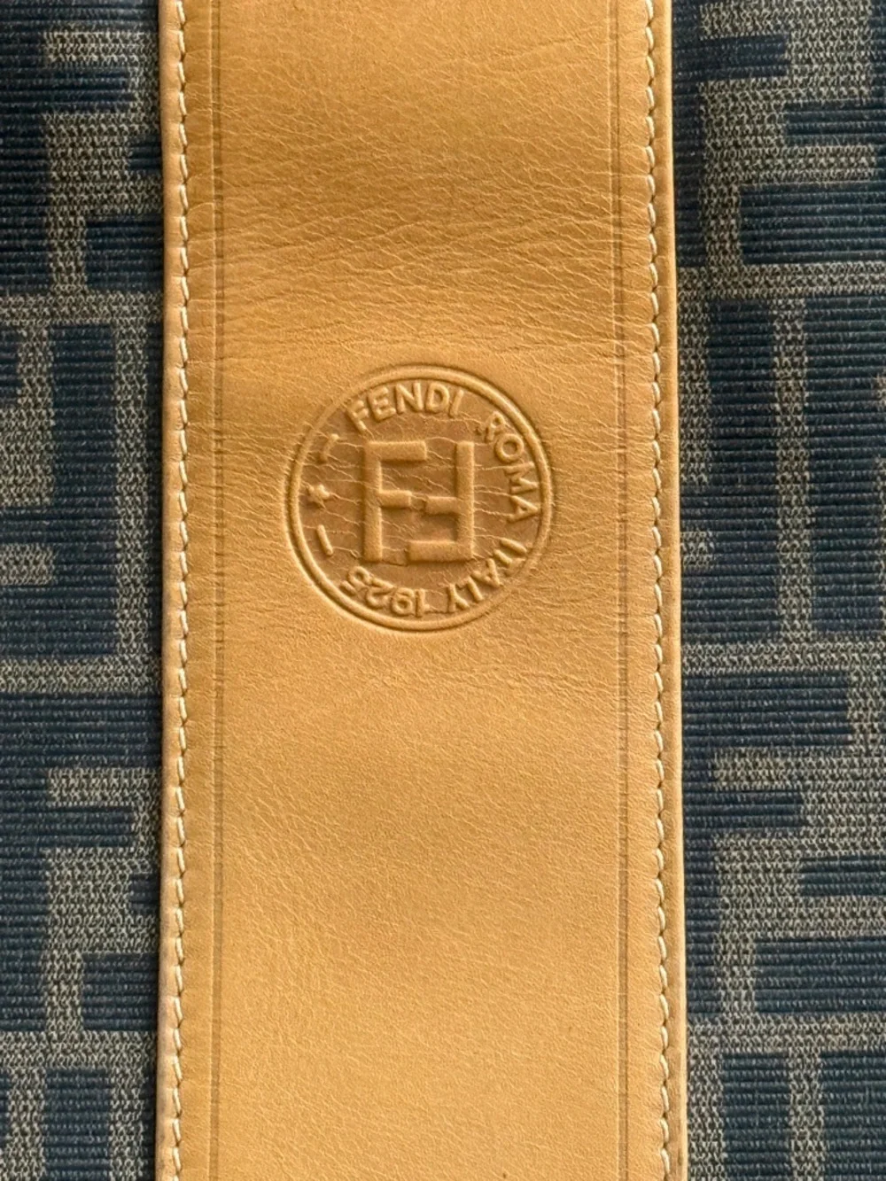 Fendi Black & Tan Zucca Fold-Over Messenger Bag - Picture 2 of 8